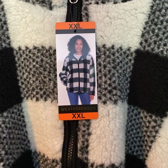 NWT New Weatherproof Plaid Faux Fur Zip Up Hoodie XXL - Picture 2 of 6